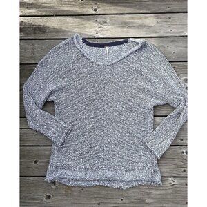 Free People Sweater XL Oversized Slouchy V-Neck Bright Lights Casual Boho grey